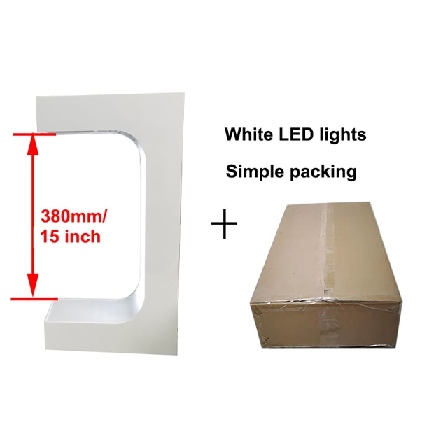 White 15 Inches Single Shoe Display with White LED Light and Simple Carton